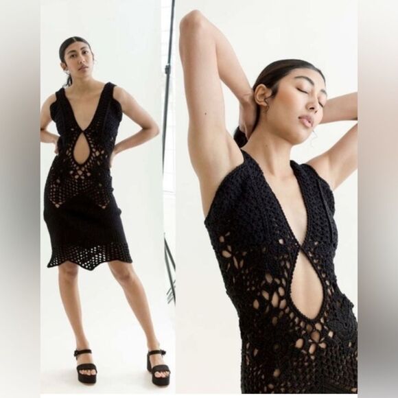 TACH Crocheted Fauna Dress Black Size Large NWT - Picture 1 of 11